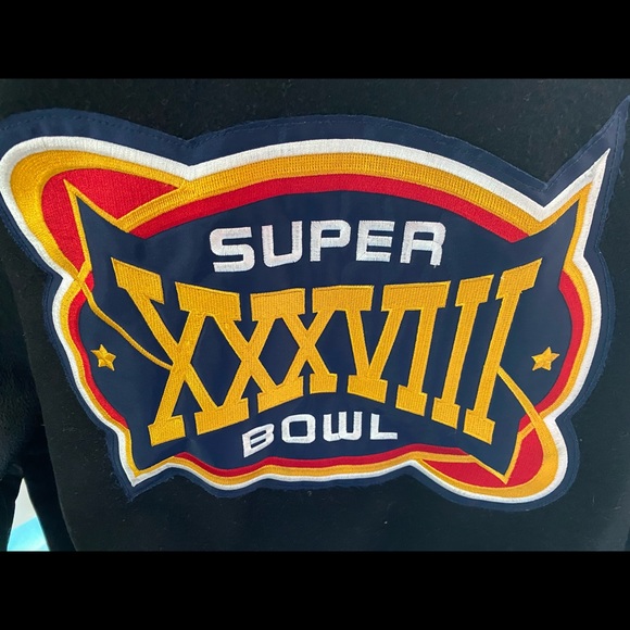 NEW ENGLAND PATRIOTS SUPER BOWL XXXVIII VARSITY LEATHER & WOOL JACKET EXCELLENT - Picture 1 of 5